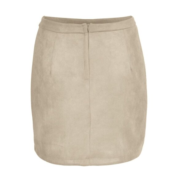 🌸3/$15🌸Tan Faux Suede High Waist Mini Skirt with Pockets A-Line Medium - Picture 4 of 6